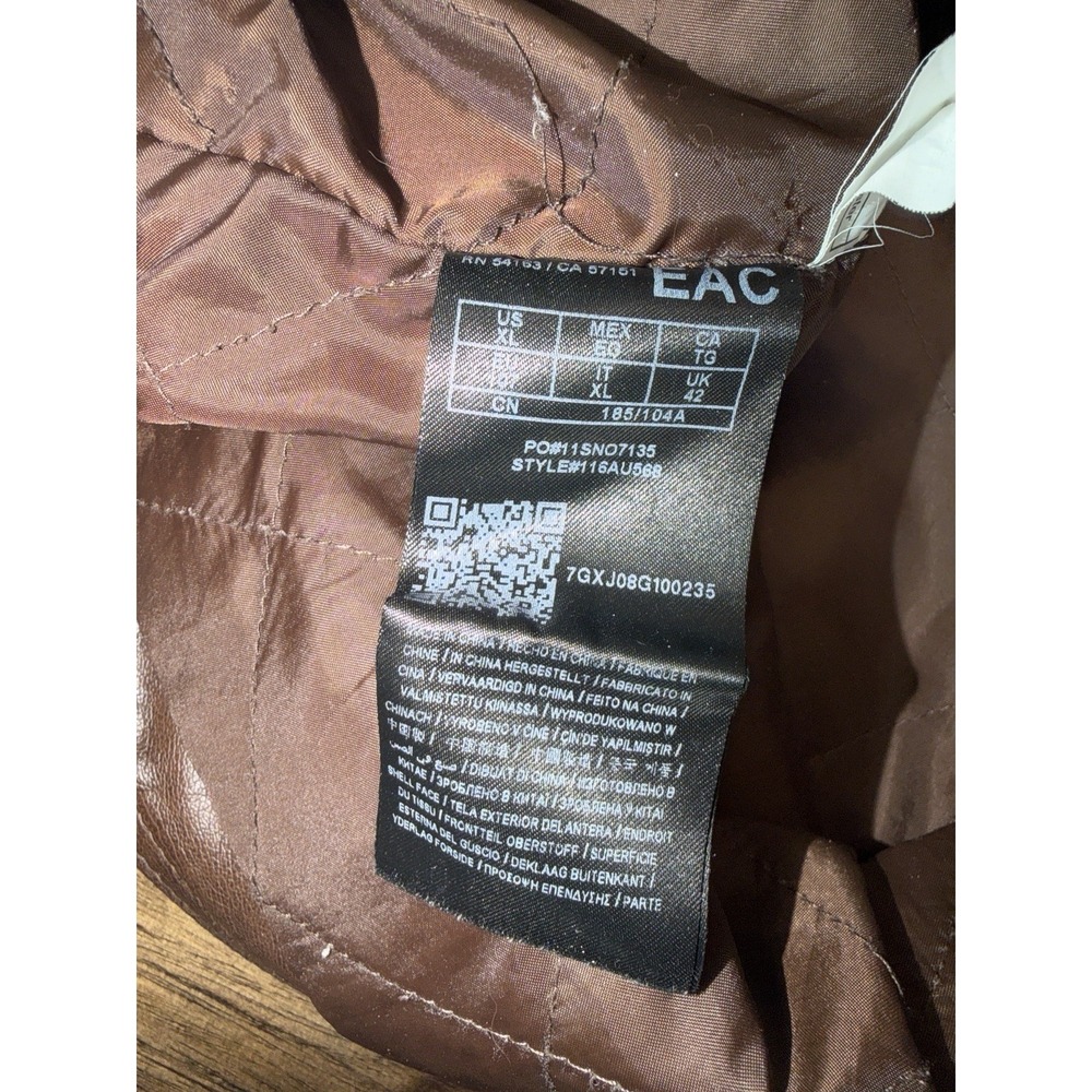 Guess Faux Leather Hooded Moto Jacket Removable Hood Brown Gray Men's XL Zip - Picture 7 of 11